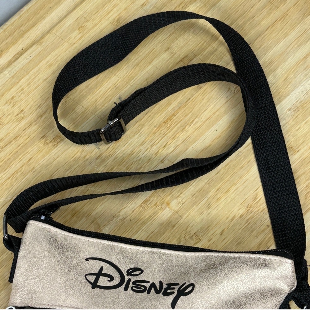 Disney Mickey Mouse Crossbody Bag Rose Gold Metallic Triple Zip Small Purse - Picture 8 of 12